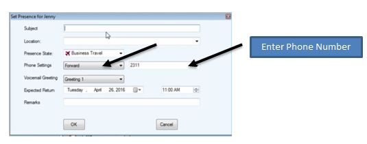 adding and setting a forwarding number